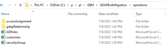 Screenshot of the folder for operations in File Explorer.