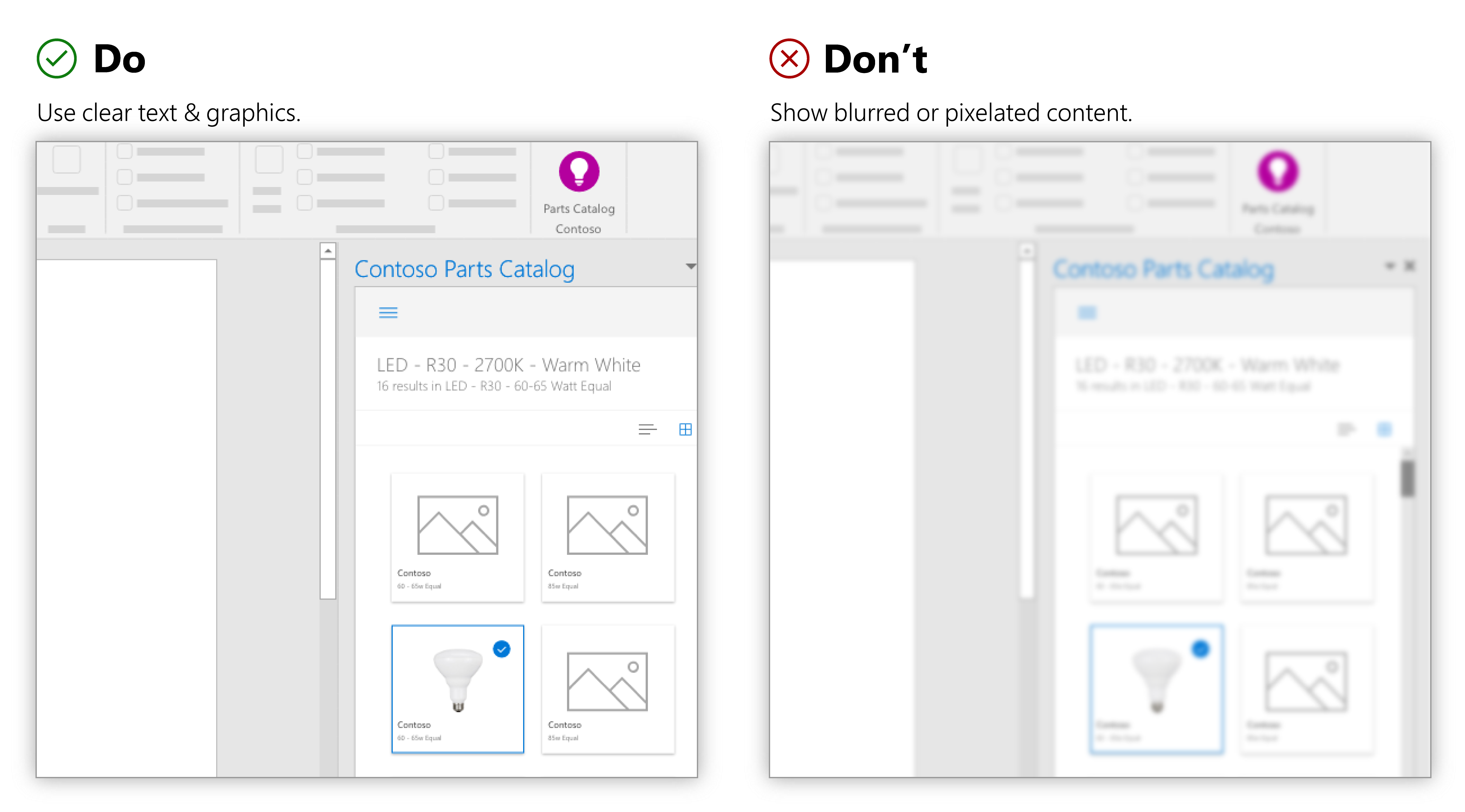 Image with clear content next to an image with blurred content.