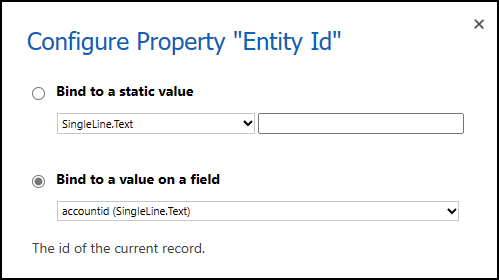 Configure the Entity Id property to the accountid field