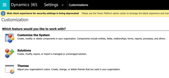 Open the Customize the system panel from the Settings > Customizations menu
