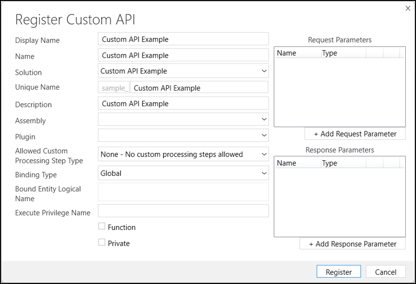 PRT Custom API form