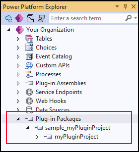 Within the Power Platform Explorer, you can view available plug-in packages