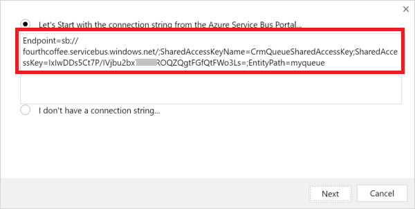 Provide authorization connection string.
