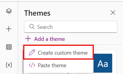 Screenshot showing the Create a theme user interface.