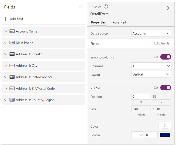 Address fields