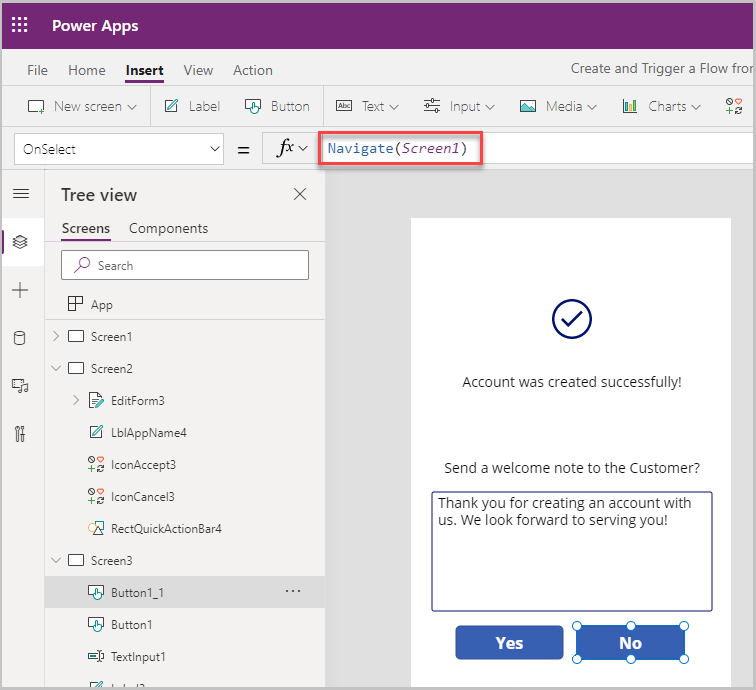 Create a canvas app that can trigger a Power Automate flow (contains video)  - Power Apps | Microsoft Learn