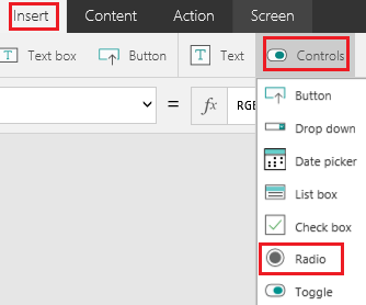 Add a list box, a drop-down list, or radio buttons to a canvas app - Power  Apps | Microsoft Learn