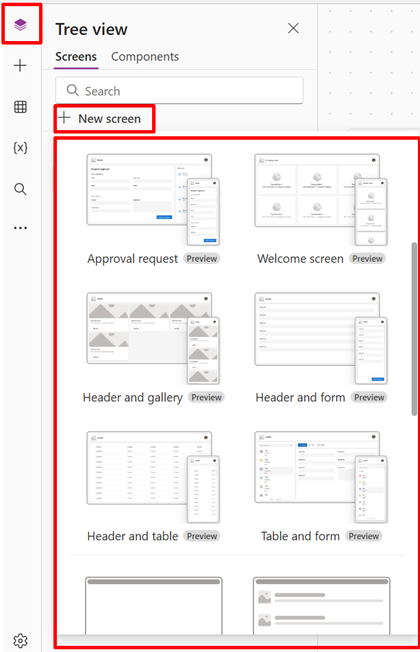 Screen layouts.