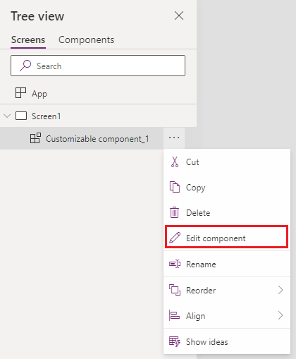 Edit a component allowed for customization.