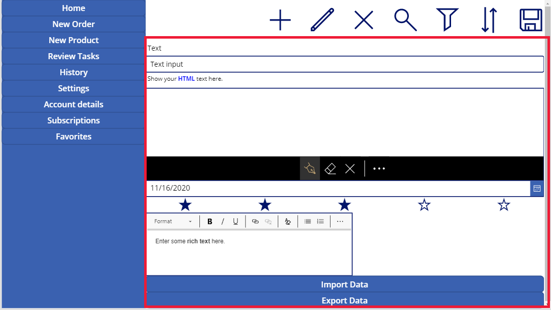 Add different inputs.