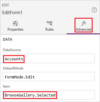 Set the form's Datasource and Item property.