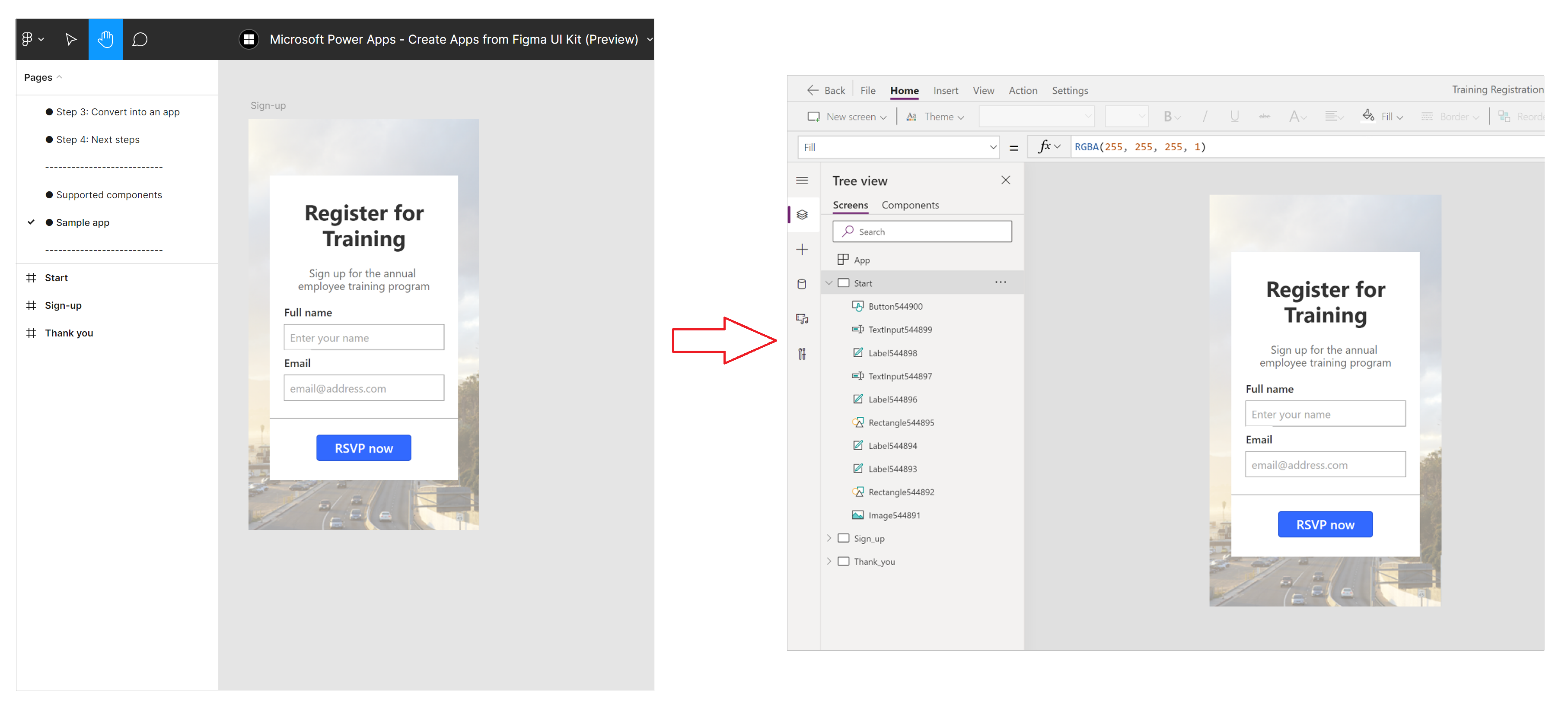 Create an app from a Figma page or a frame.