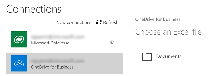 Select OneDrive for Business connection.
