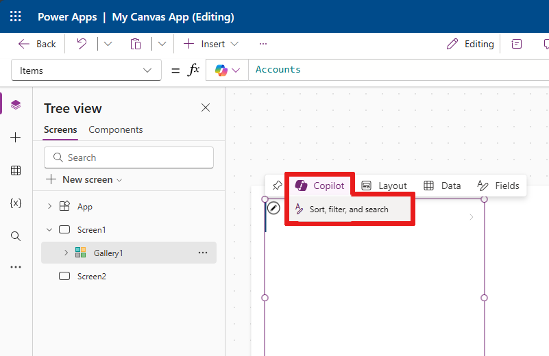 Inline actions for Power Fx formulas