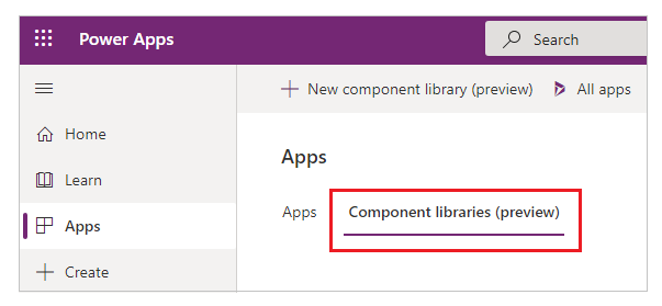 Select Component libraries (preview).