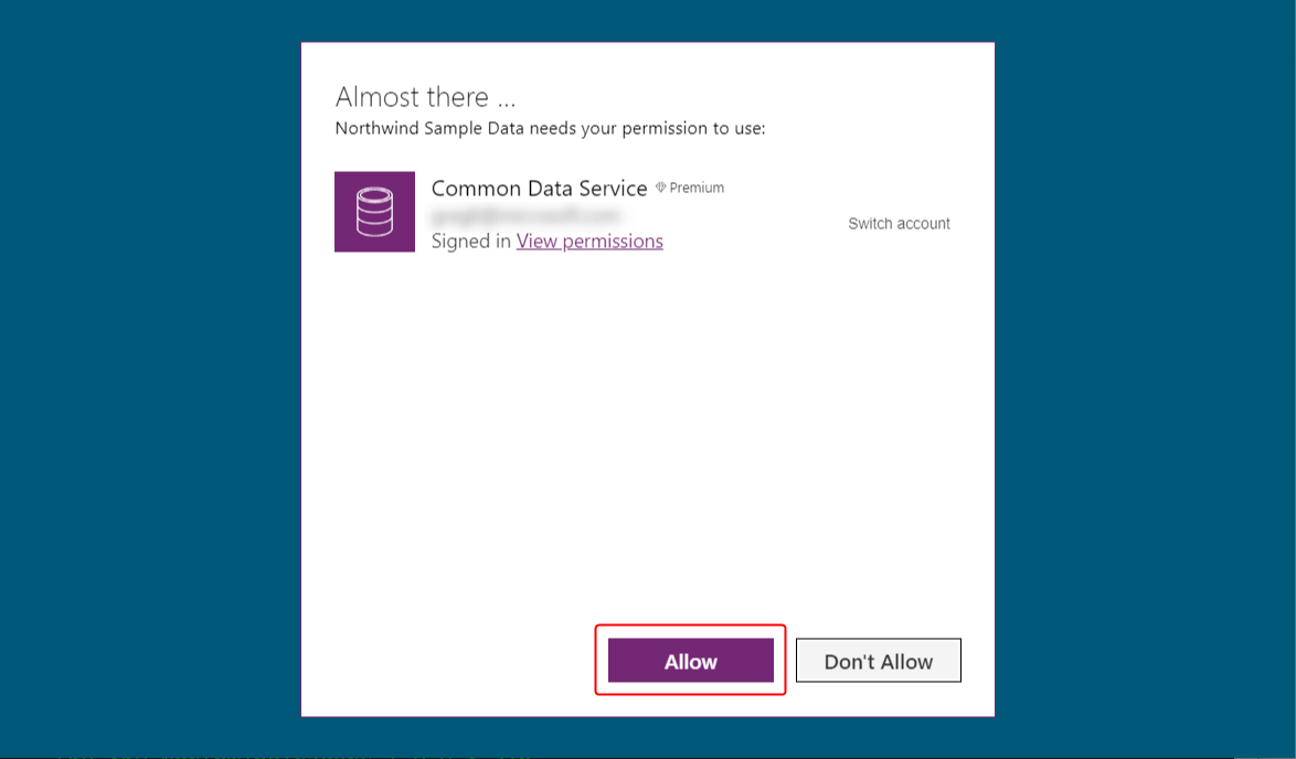 Consent dialog box for Dataverse.