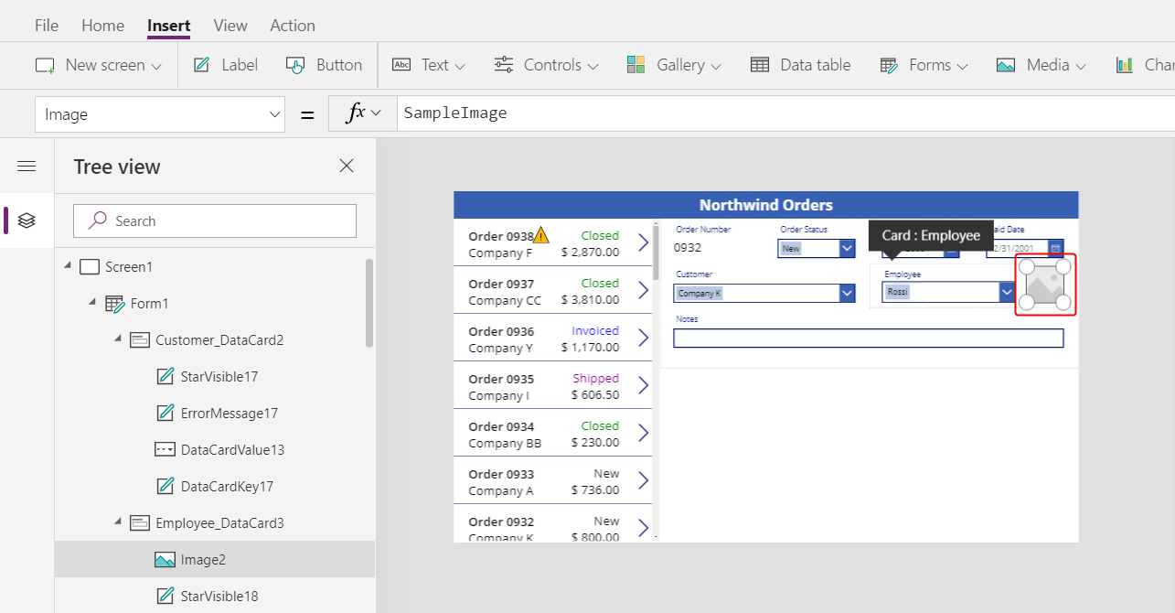 Move and resize the image control.