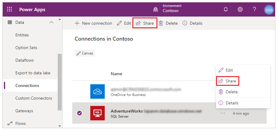 Share SQL auth connection to SQL Server.