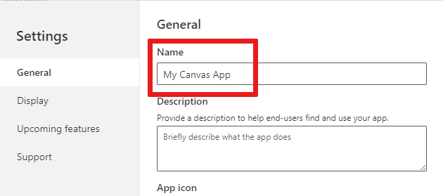 Screenshot where you edit your app name in the Settings popup.
