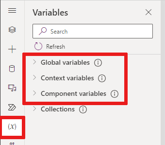 Screenshot that shows the Variables section.