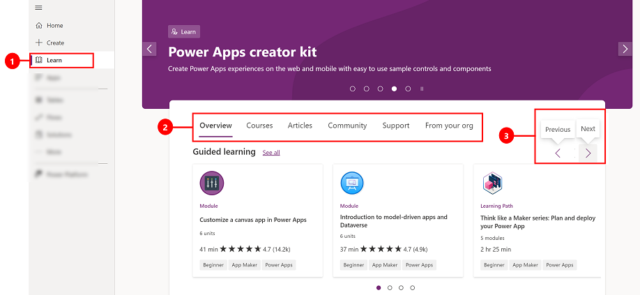 Use The Learn Hub Power Apps Microsoft Learn 1322