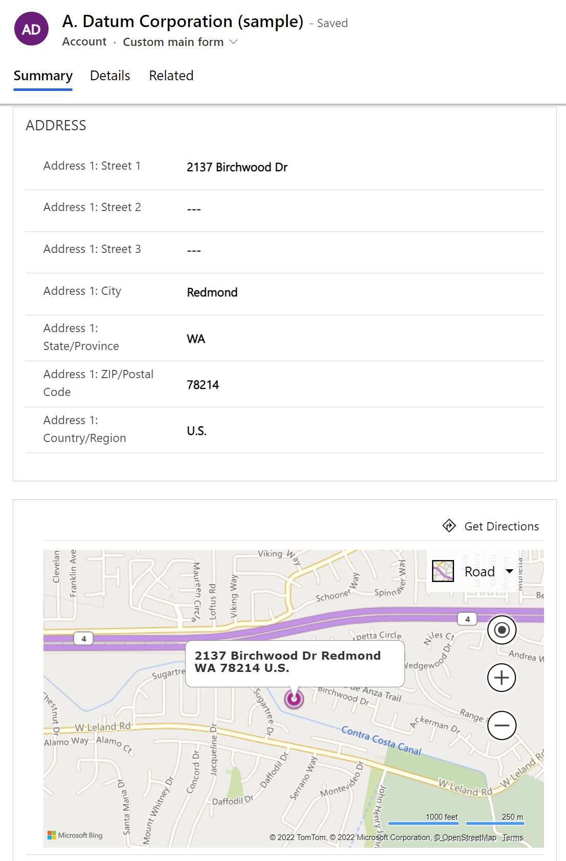 Bing map control in an app.