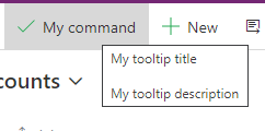 Example of a command tooltip title and description.