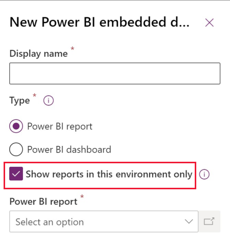 Show reports in this environment only option