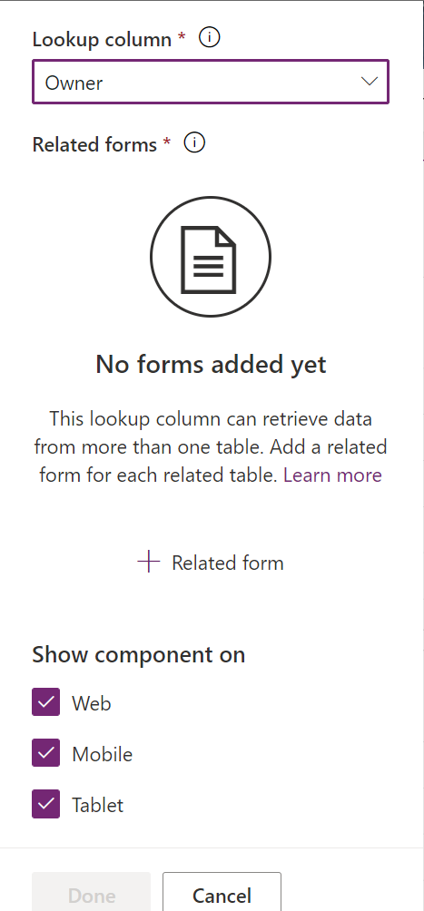 Add form component for multiple related tables