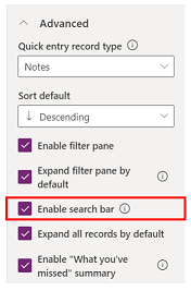 Configure search bar