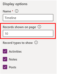 Configure Records shown on page