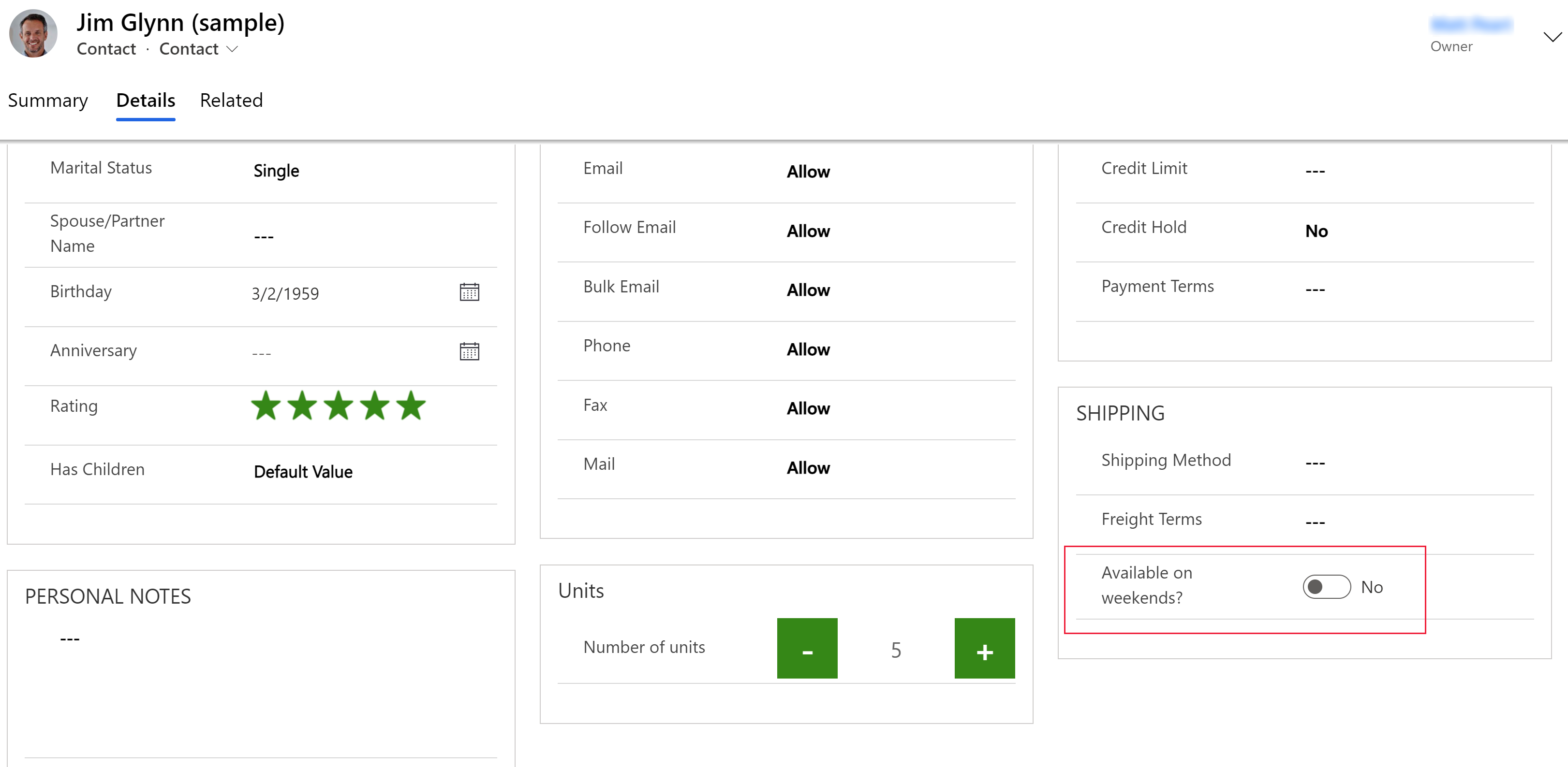 Example toggle control in a model-driven app.