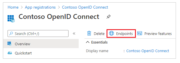 Endpoints in the Azure portal.