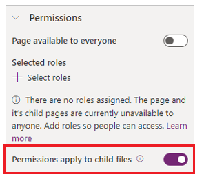 Permissions apply to child files.