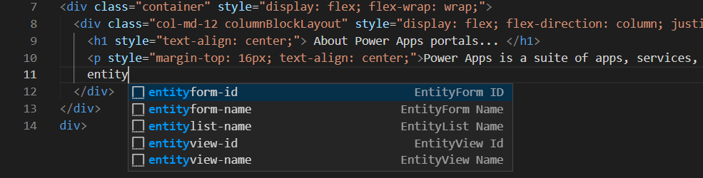 Snippet with an example of entity liquid tag completion.