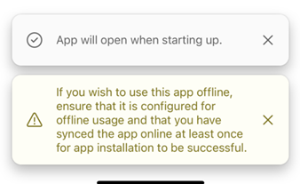 Screenshot that shows usage details for offline scenarios in a message.