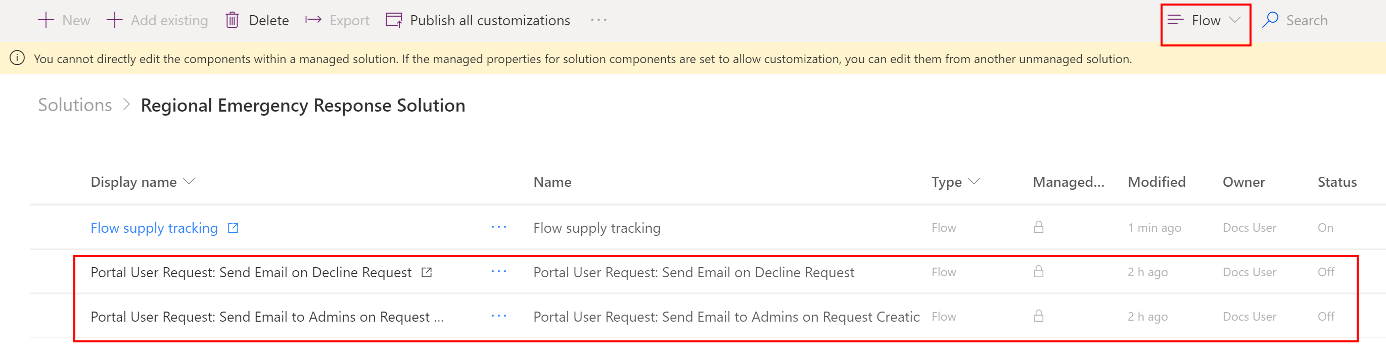 Find the Flow Supply Tracking record.
