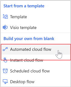 Select Automated cloud flow