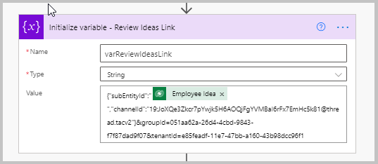 Initialize ReviewIdeasLink variable.