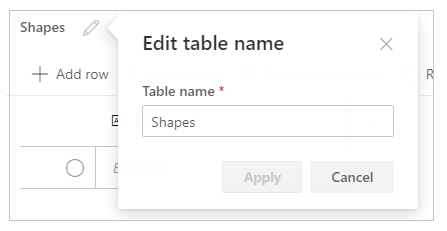 Edit the table name.