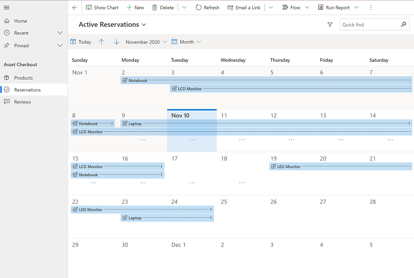 Work with rows in the new calendar view in model driven apps Power