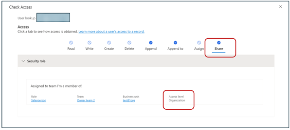 See whether the privileges were granted from a security role or from the record being shared with the user.