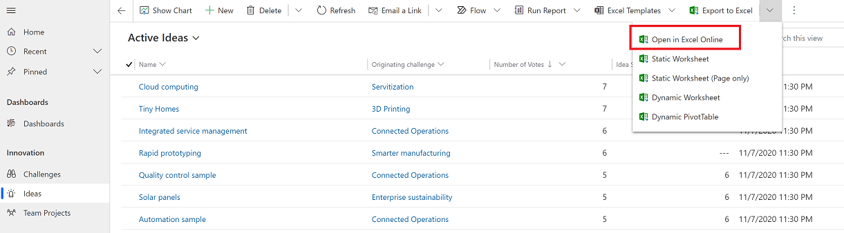 open-your-model-driven-app-data-in-excel-online-power-apps