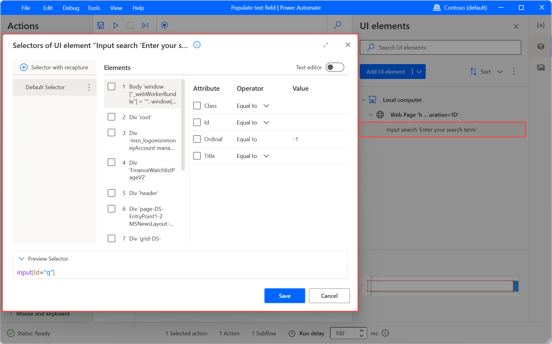 Screenshot of the created CSS selector.