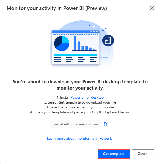 The option to download the Power BI template.