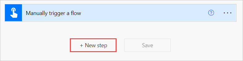 Screenshot of the New step action.