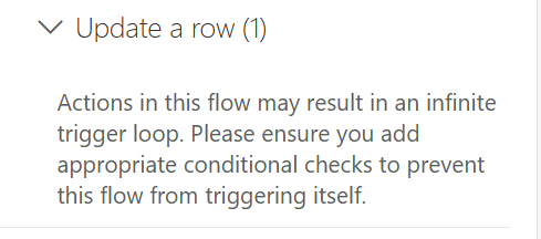 Screenshot of the warning a maker receives when trying to save a flow that can result in an infinite loop.