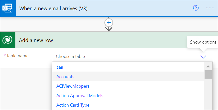 Select the Accounts table.