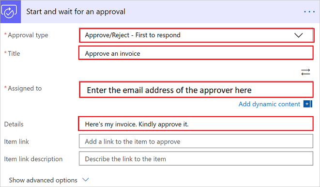 THe approval request card.