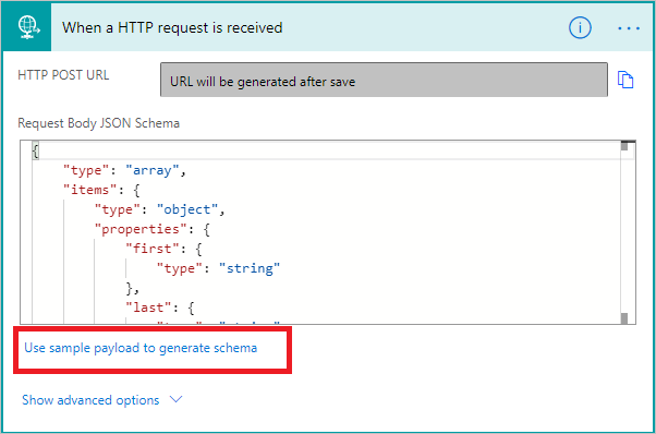 Screenshot of selecting the sample payload.